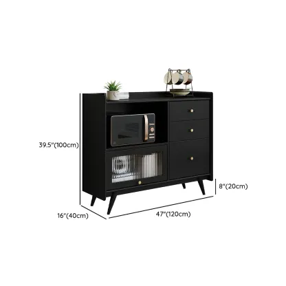 Modern Black Espresso Sideboard with Cabinets & Drawers Image - 13