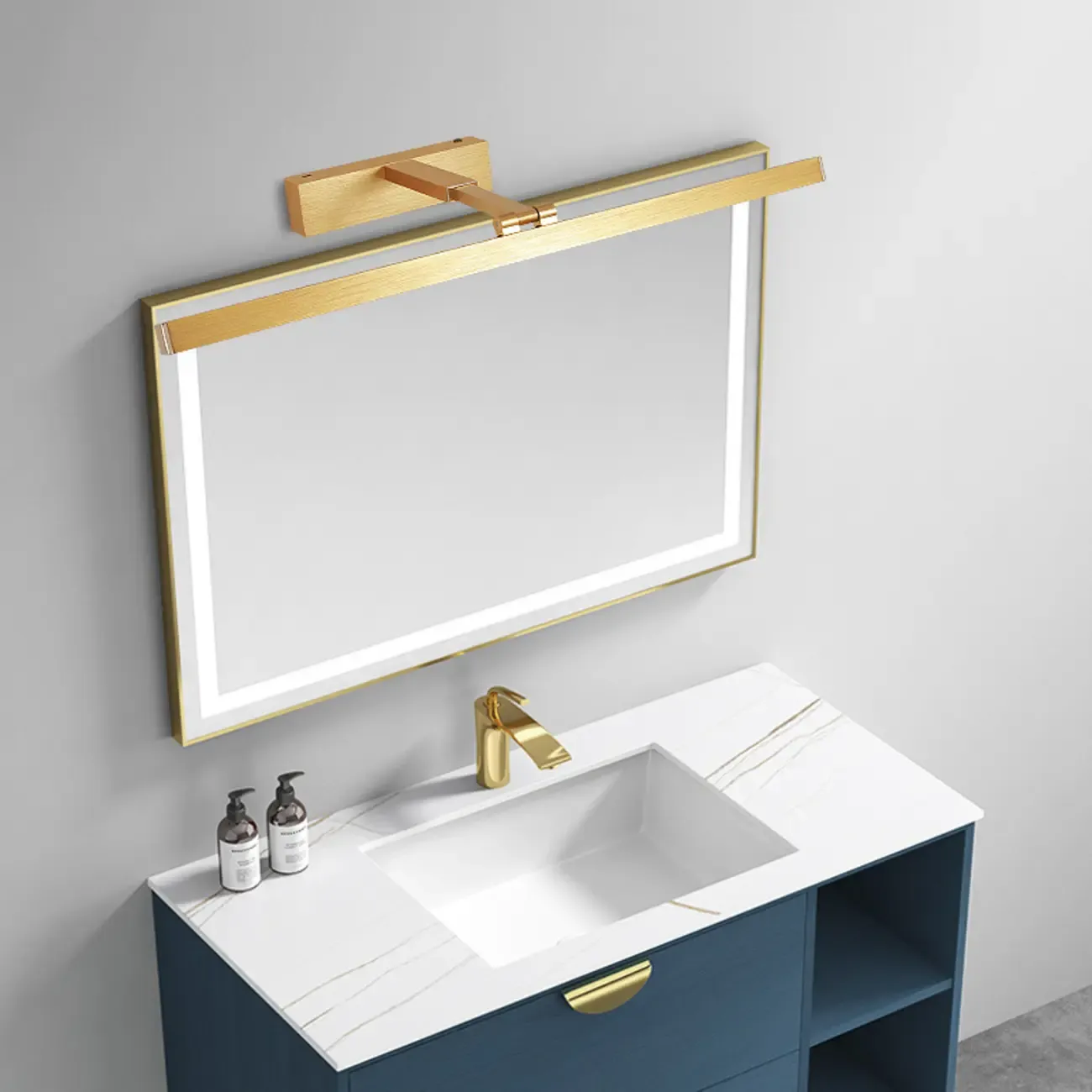 Modern Gold LED Linear Vanity Light with Adjustable Shade for Bathroom Image - 1