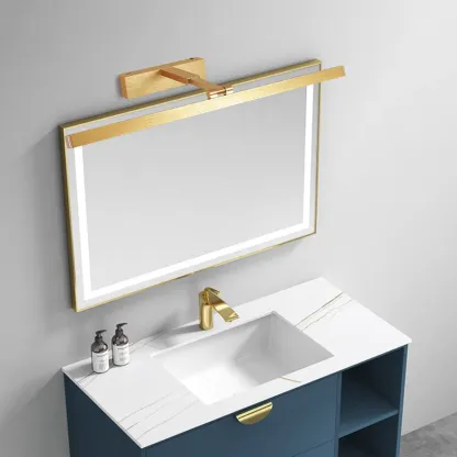 Modern Gold LED Linear Vanity Light with Adjustable Shade for Bathroom Image - 1