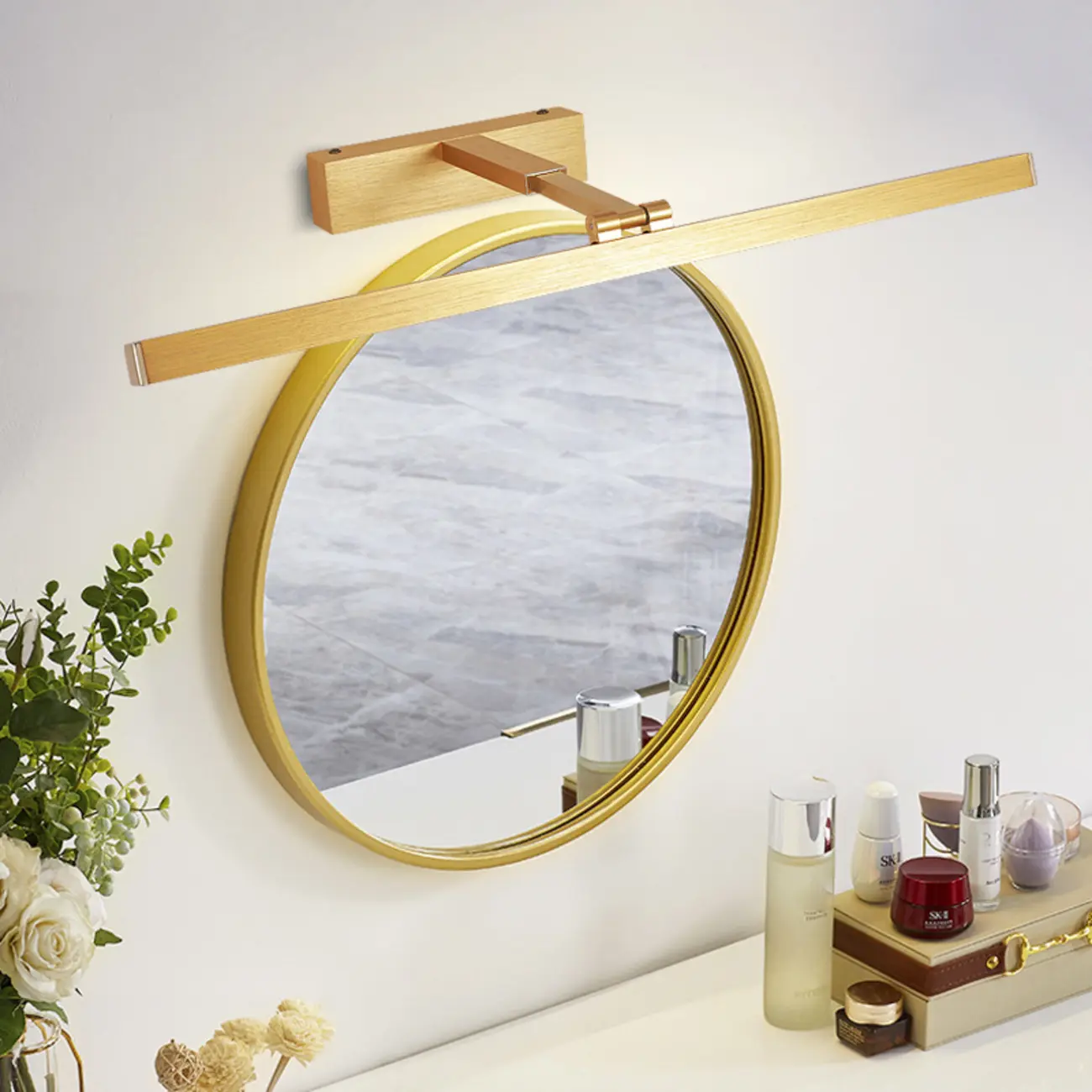 Modern Gold LED Linear Vanity Light with Adjustable Shade for Bathroom Image - 2 | homeyfad