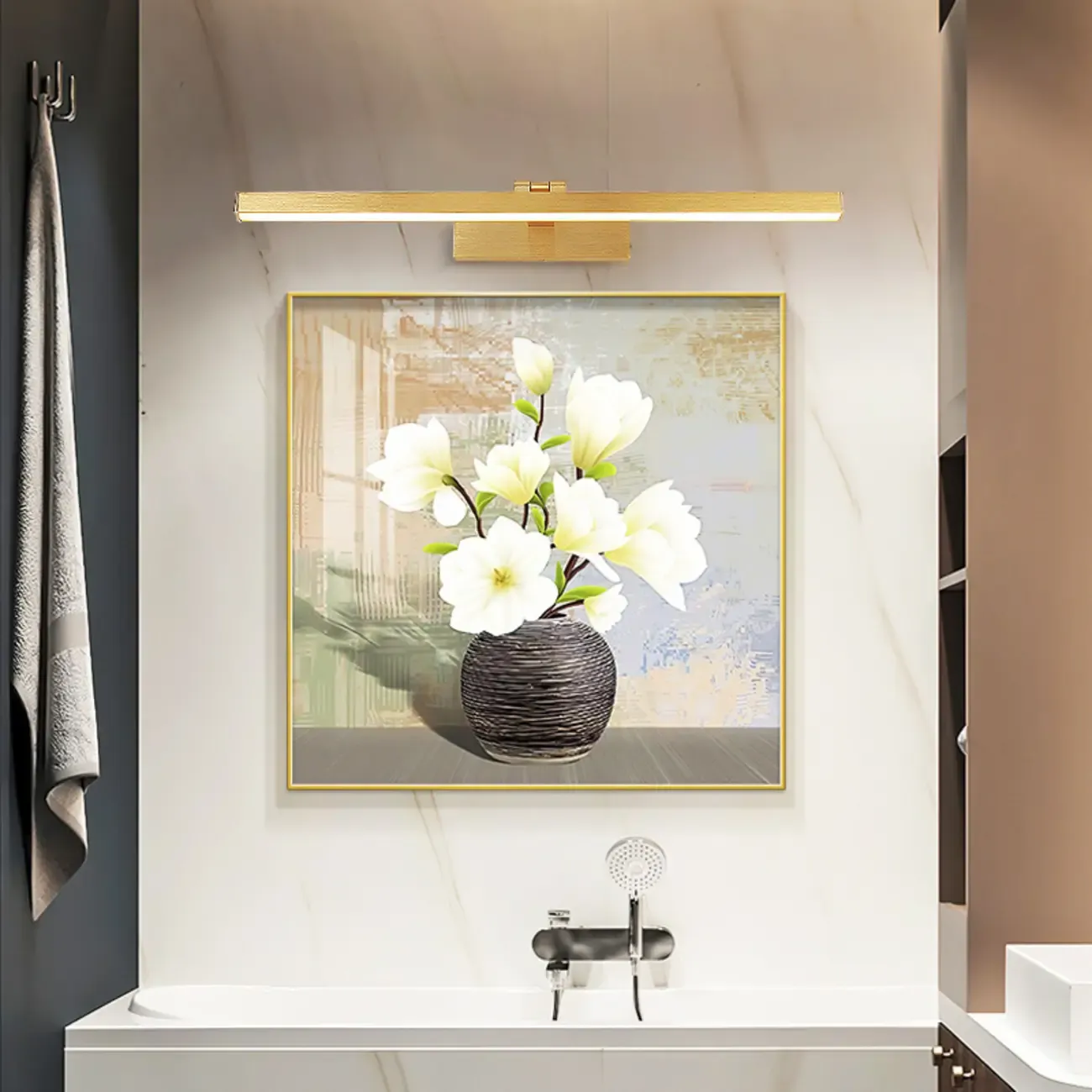 Modern Gold LED Linear Vanity Light with Adjustable Shade for Bathroom Image - 3