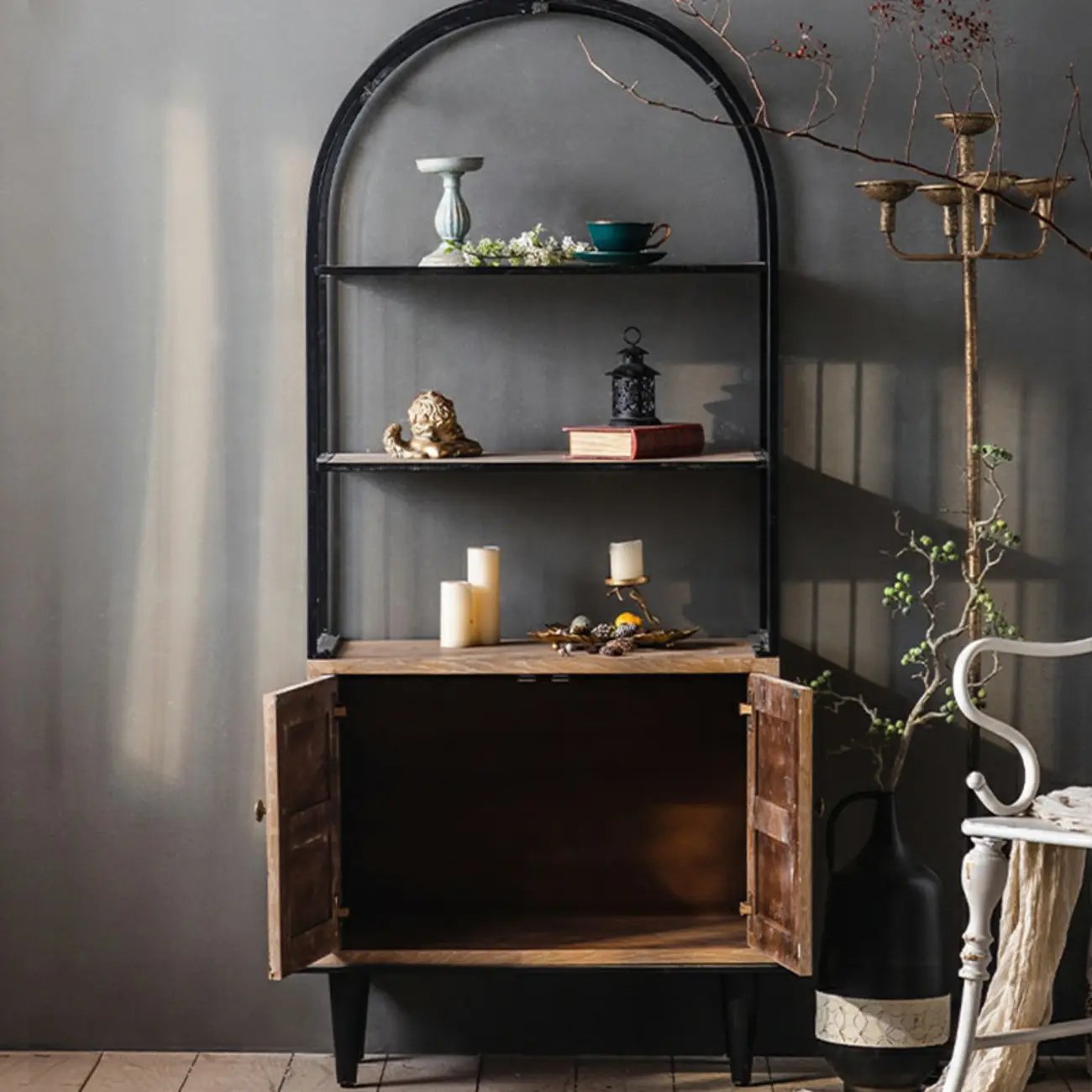 Oriental Brown Wooden Sideboard with Leaf Carving Image - 6 | homeyfad