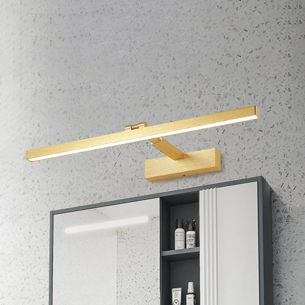 Modern Gold LED Linear Vanity Light with Adjustable Shade for Bathroom Image - 8 | homeyfad