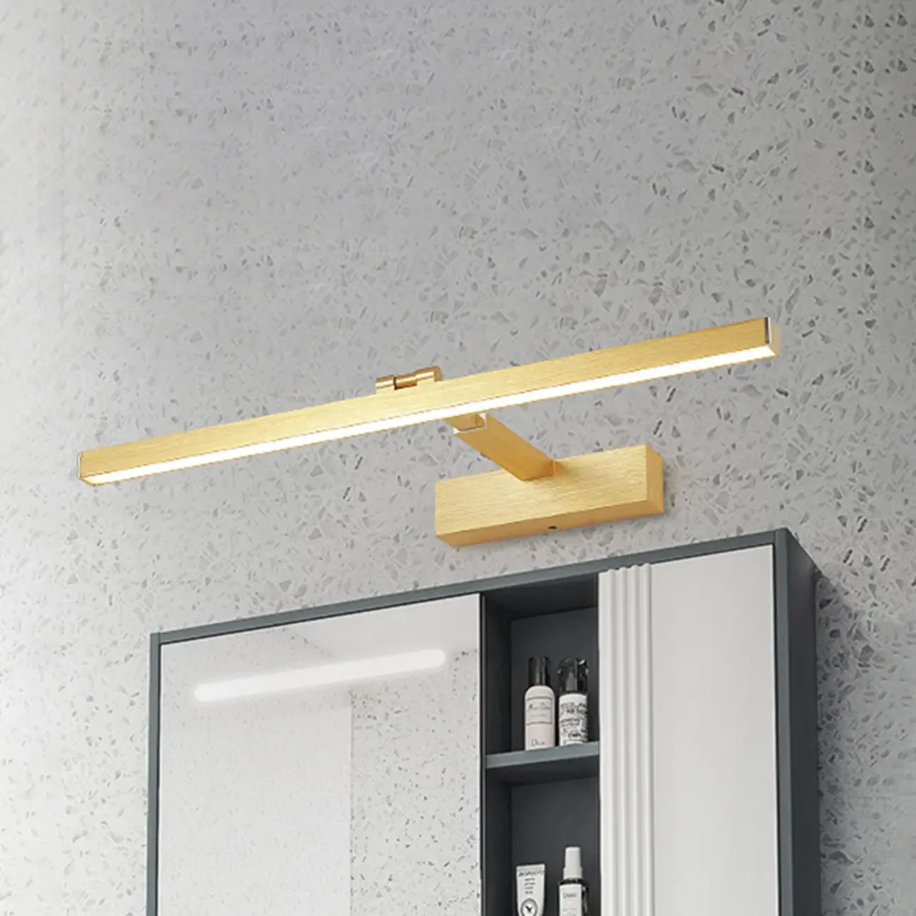 Modern Gold LED Linear Vanity Light with Adjustable Shade for Bathroom Image - 8