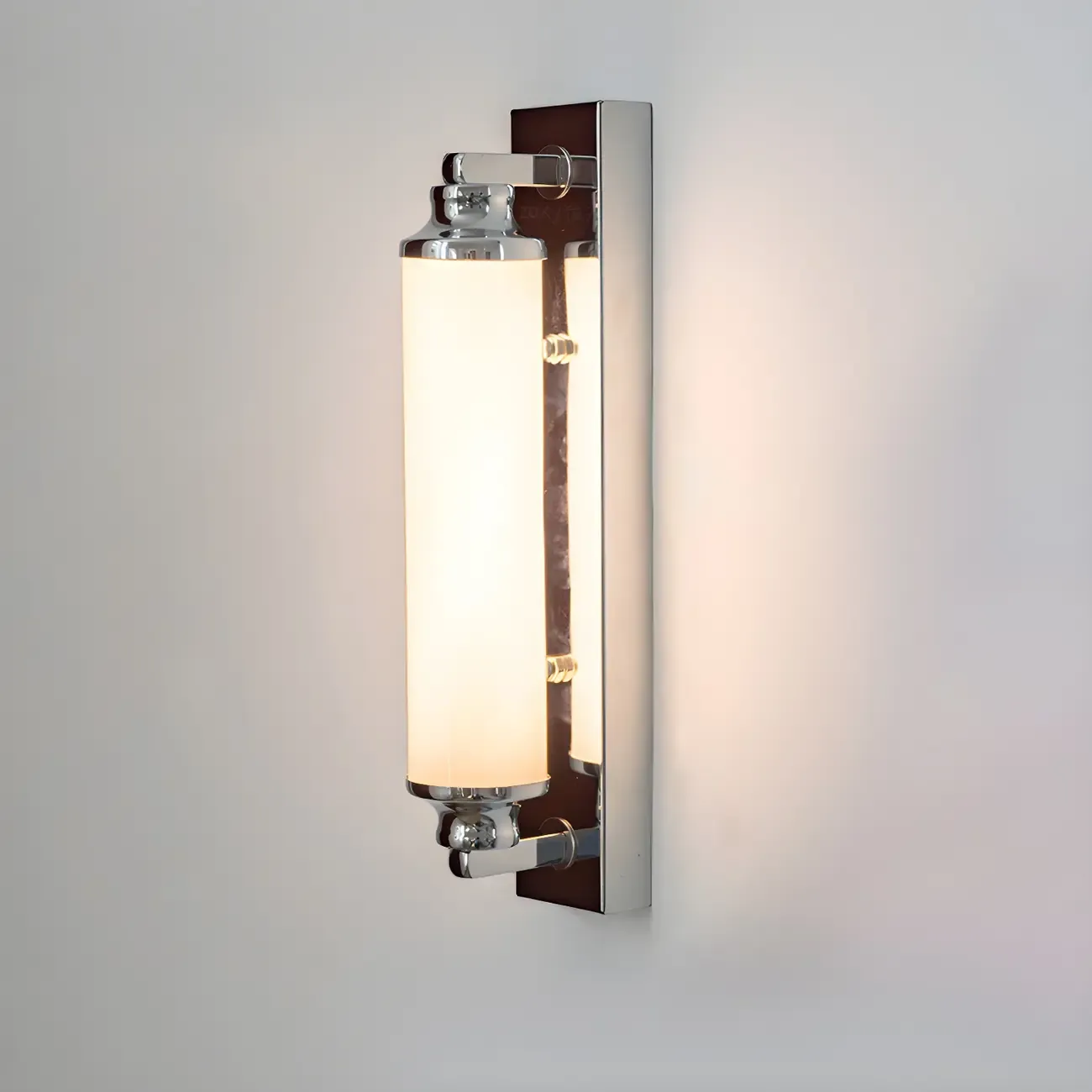 Modern Silver LED Wall Lamp with Milk Glass Shade for Living Room Décor Image - 2