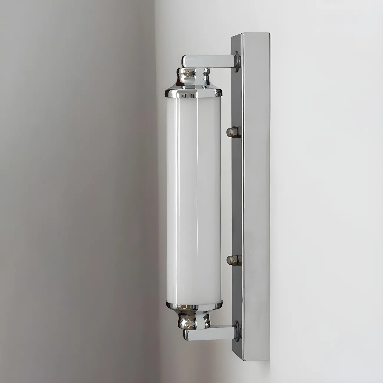 Modern Silver LED Wall Lamp with Milk Glass Shade for Living Room Décor Image - 3 | homeyfad