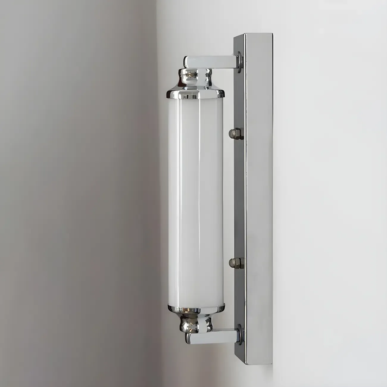 Modern Silver LED Wall Lamp with Milk Glass Shade for Living Room Décor Image - 3