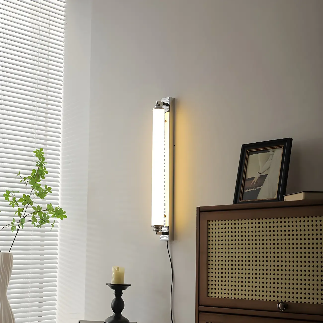 Modern Silver LED Wall Lamp with Milk Glass Shade for Living Room Décor Image - 4