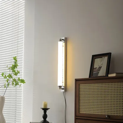 Modern Silver LED Wall Lamp with Milk Glass Shade for Living Room Décor Image - 4