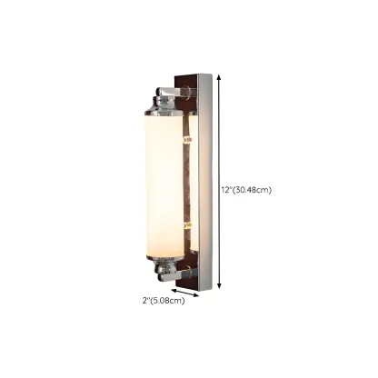 Modern Silver LED Wall Lamp with Milk Glass Shade for Living Room Décor #size