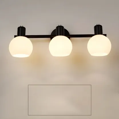 Modern 3 Heads Black Vanity Lights with White Glass Shade for Bathrooms Image - 1