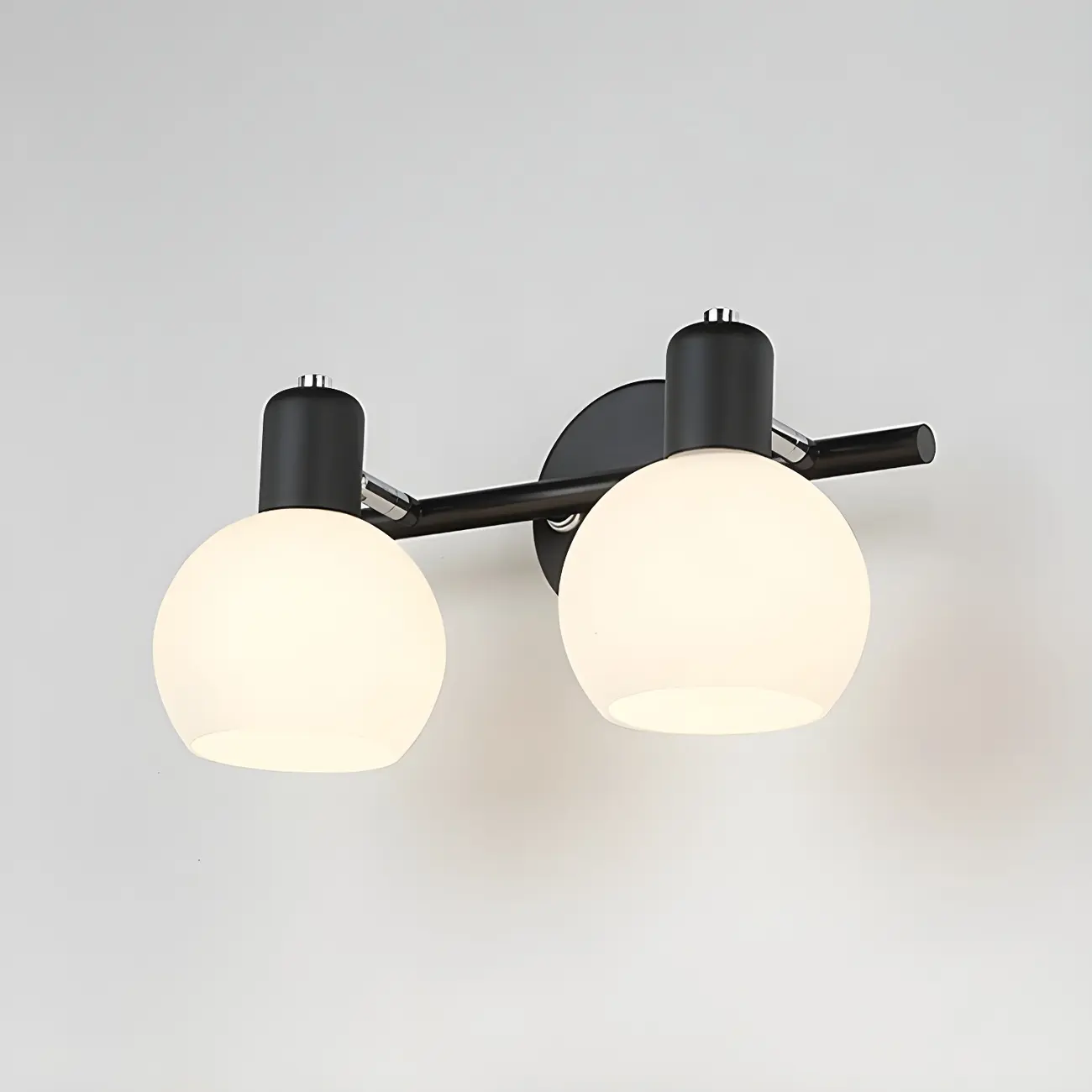 Modern 3 Heads Black Vanity Lights with White Glass Shade for Bathrooms Image - 2 | homeyfad