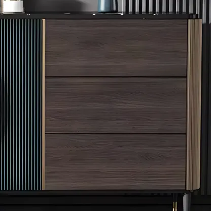 Glam Espresso Wood Buffet Table with Drawers & Cabinets Image - 12