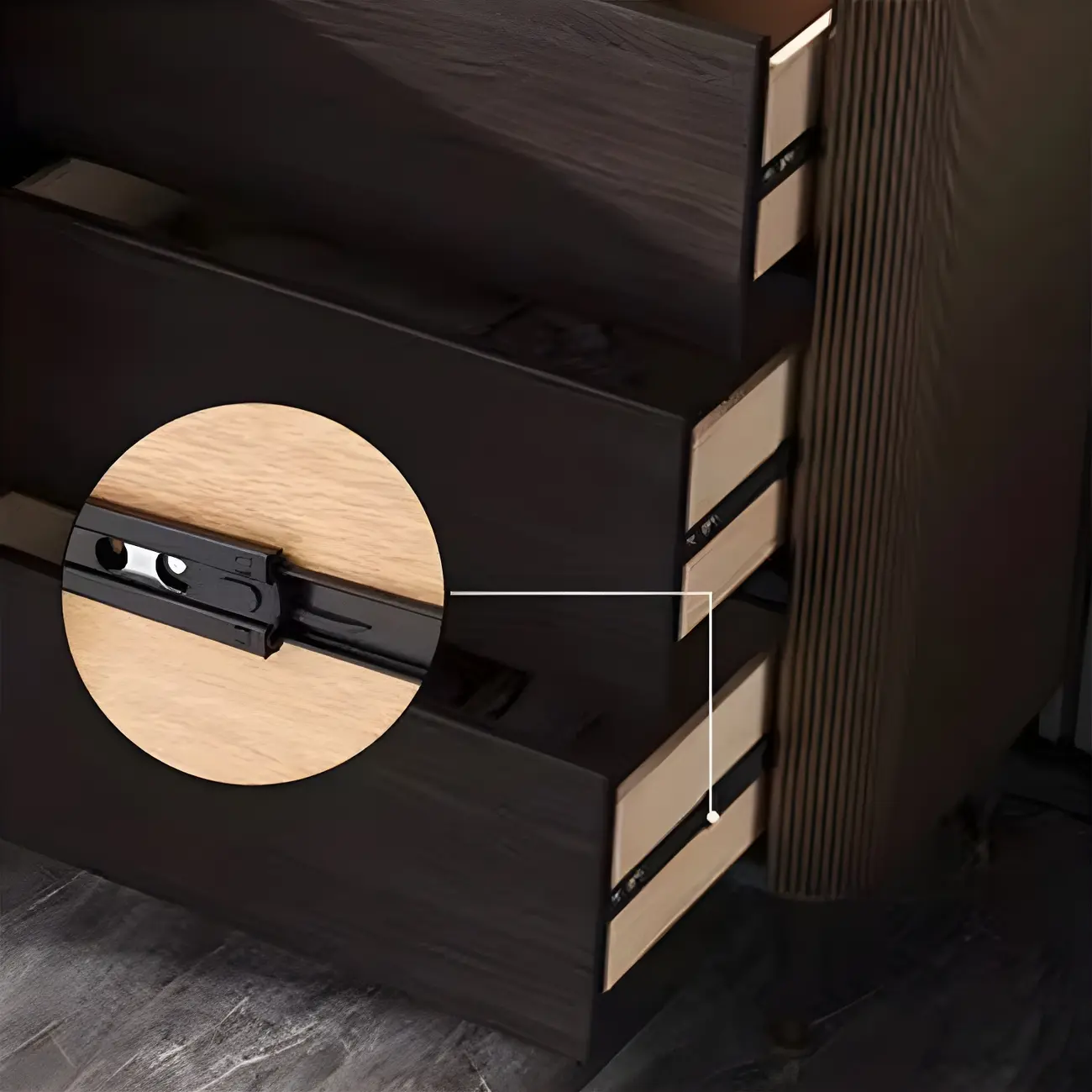 Glam Espresso Wood Buffet Table with Drawers & Cabinets Image - 14 | homeyfad