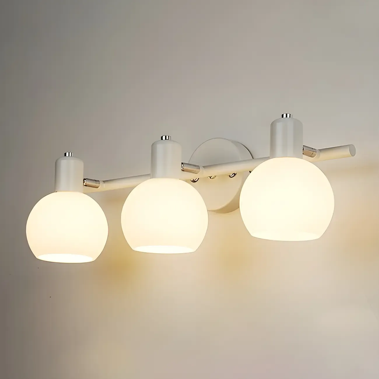 Modern 3 Heads Black Vanity Lights with White Glass Shade for Bathrooms Image - 5