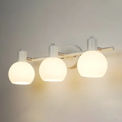 Modern 3 Heads Black Vanity Lights with White Glass Shade for Bathrooms Image - 5