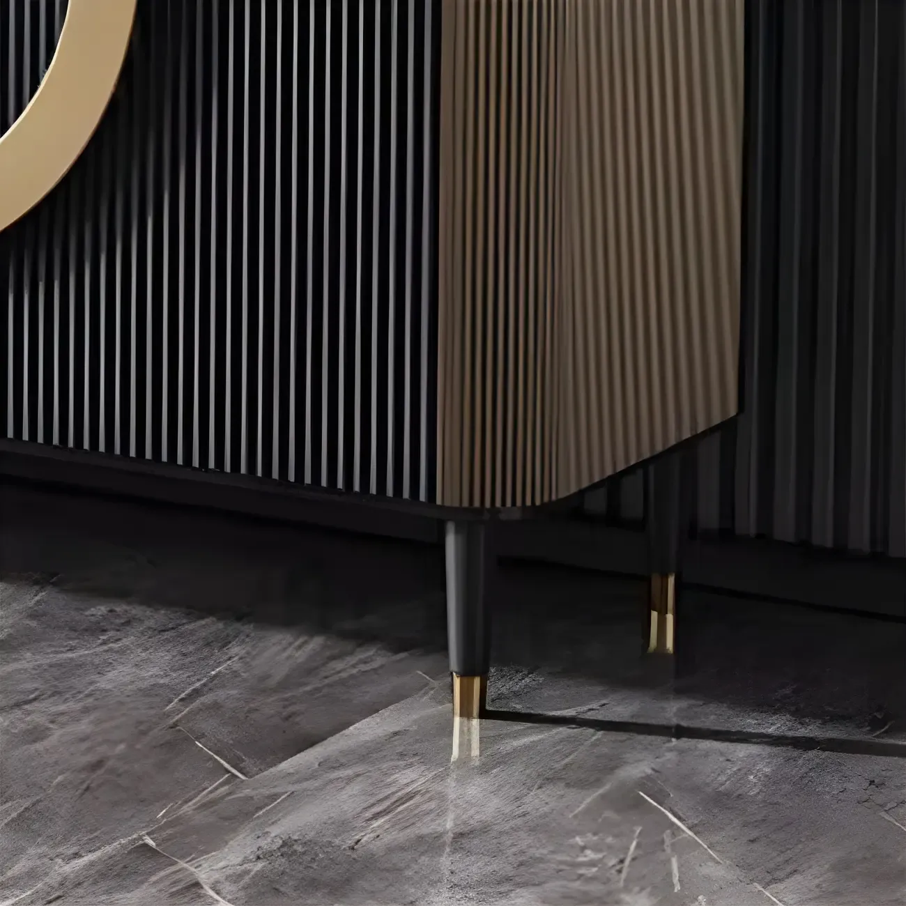 Glam Espresso Wood Buffet Table with Drawers & Cabinets Image - 16