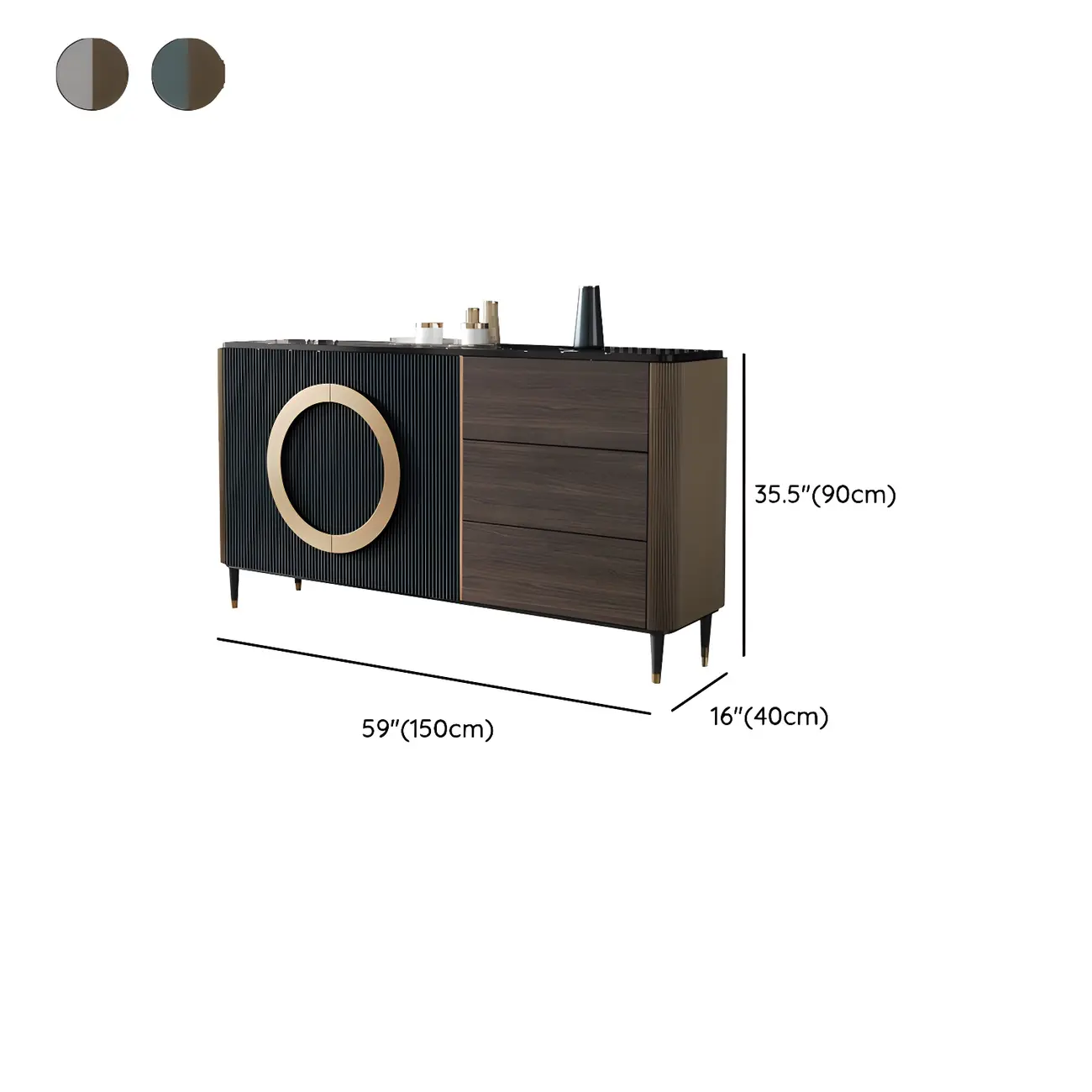 Glam Espresso Wood Buffet Table with Drawers & Cabinets Image - 19 | homeyfad