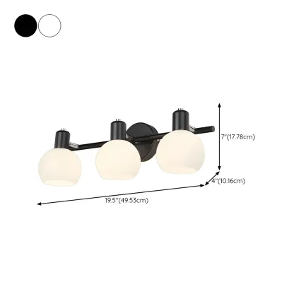Modern 3 Heads Black Vanity Lights with White Glass Shade for Bathrooms Image - 12