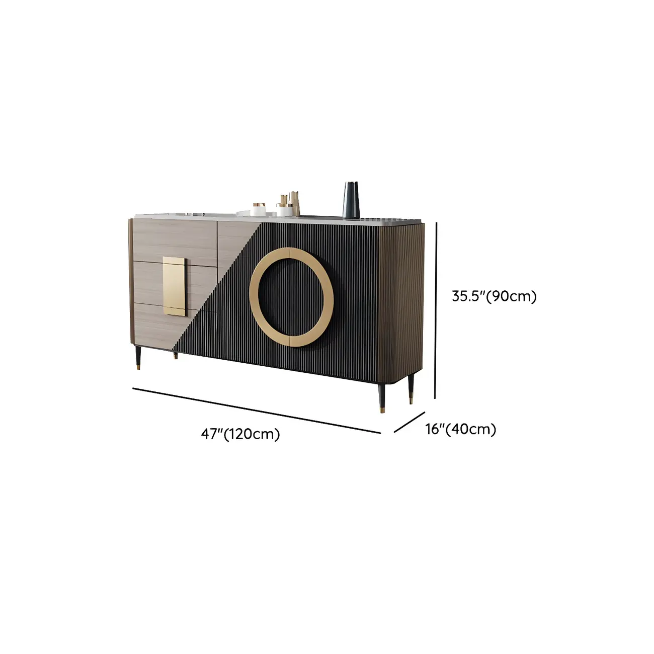 Glam Espresso Wood Buffet Table with Drawers & Cabinets Image - 21 | homeyfad