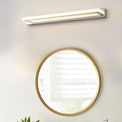 Modern White Metal LED Wall Light with Acrylic Shade for Mirror Front Image - 1