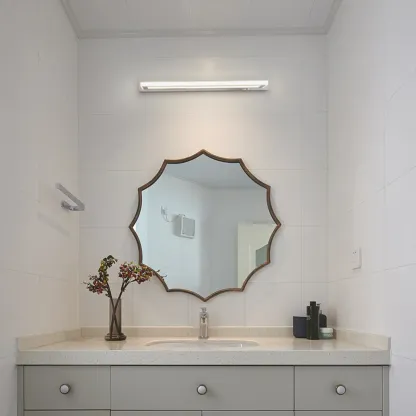 Modern White Metal LED Wall Light with Acrylic Shade for Mirror Front Image - 2