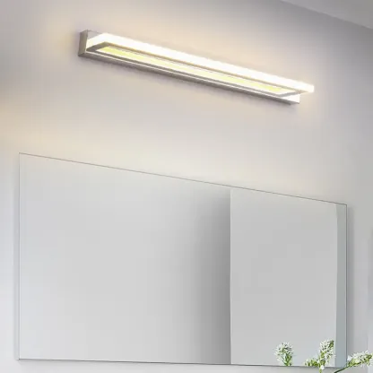 Modern White Metal LED Wall Light with Acrylic Shade for Mirror Front Image - 3