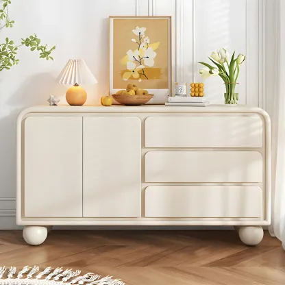 Contemporary Wooden Sideboard with Drawers in White/Black Image - 1