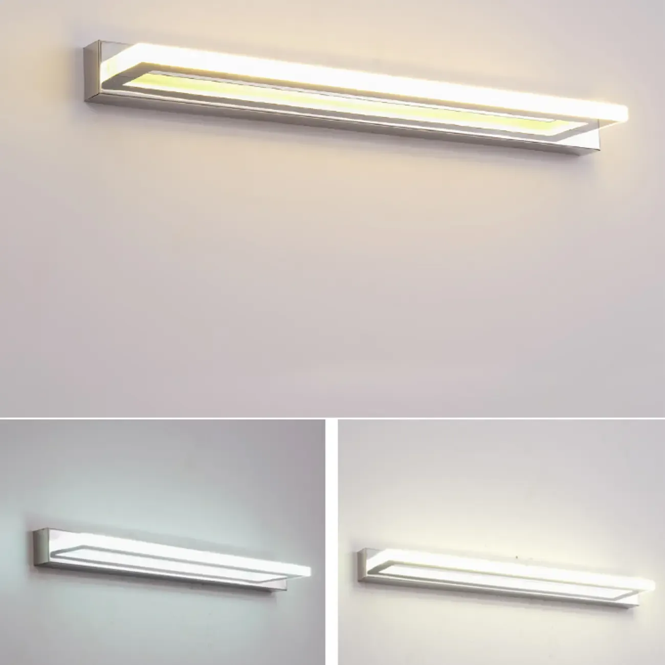 Modern White Metal LED Wall Light with Acrylic Shade for Mirror Front Image - 6