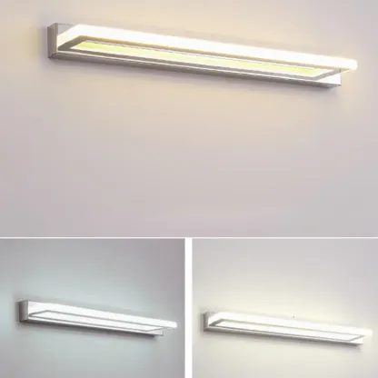 Modern White Metal LED Wall Light with Acrylic Shade for Mirror Front Image - 6
