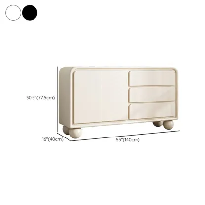 Contemporary Wooden Sideboard with Drawers in White/Black #size
