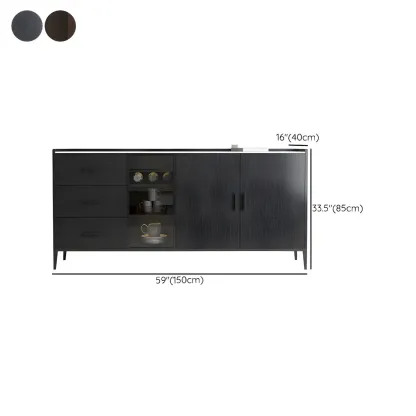 Modern Wooden Sideboard with Cabinets & Wine Rack Image - 14