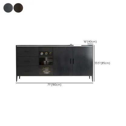 Modern Wooden Sideboard with Cabinets & Wine Rack Image - 15