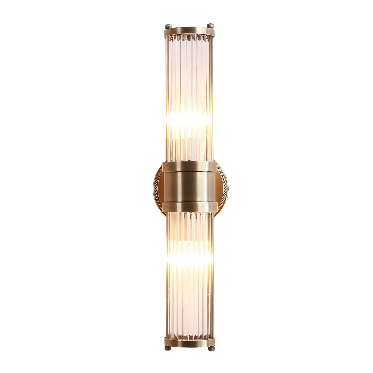 Modern Brass Metal Cylinder Wall Lamp with Clear Glass for Bedside Image - 2 | homeyfad