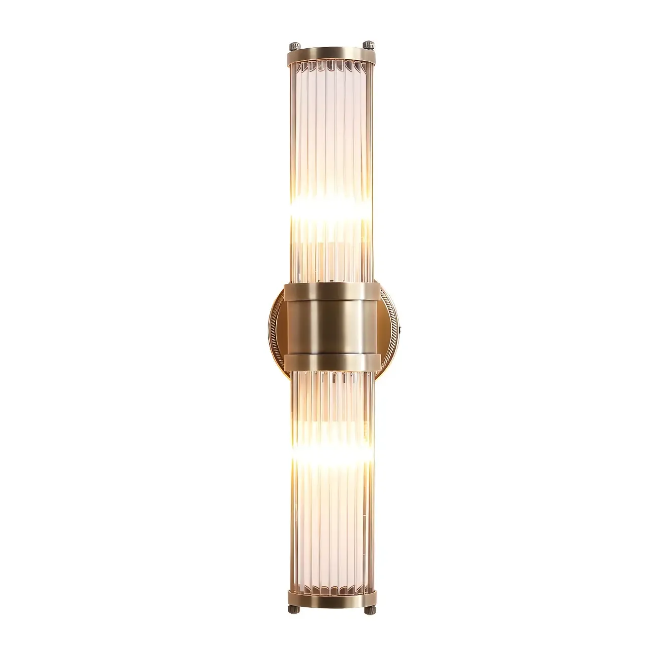Modern Brass Metal Cylinder Wall Lamp with Clear Glass for Bedside Image - 2