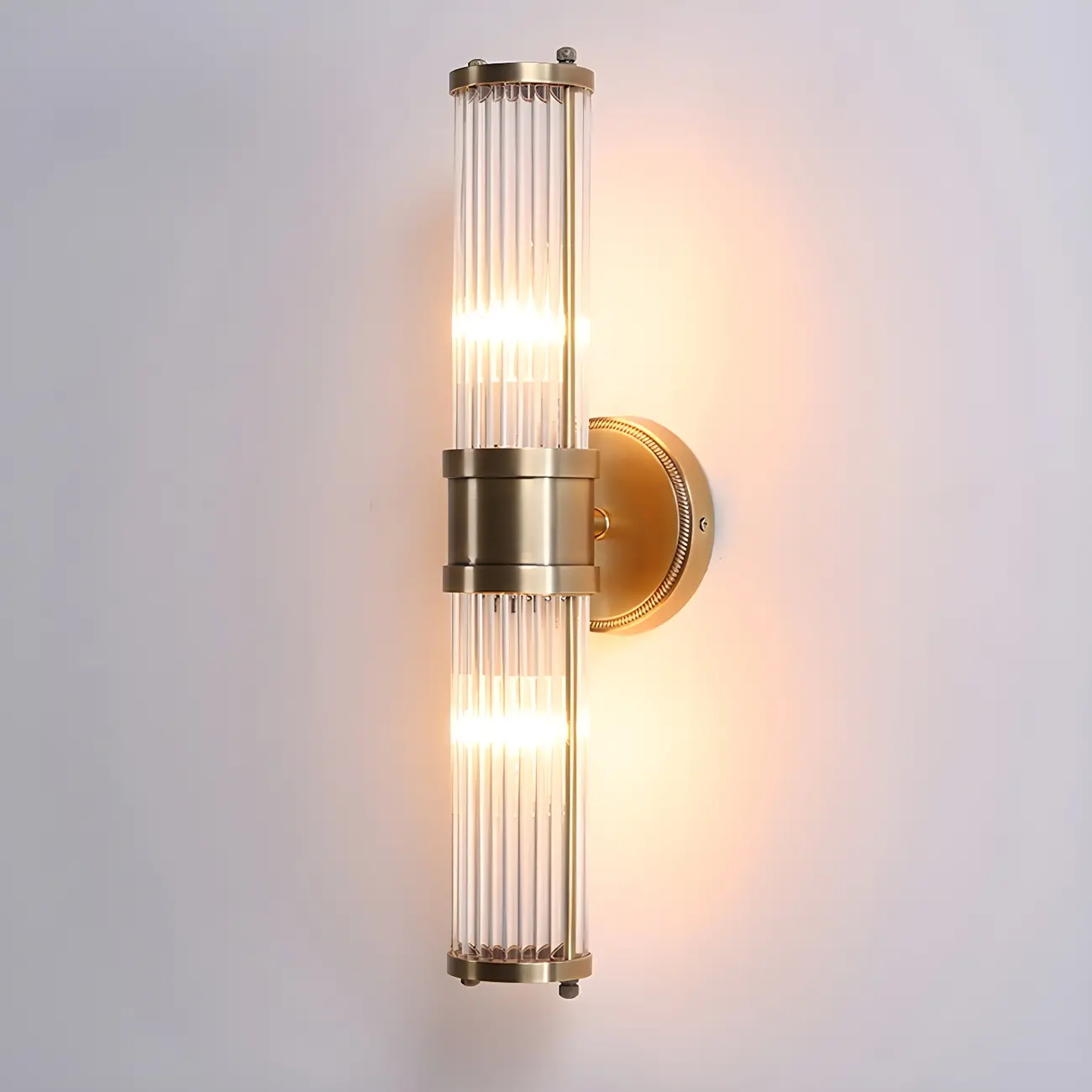 Modern Brass Metal Cylinder Wall Lamp with Clear Glass for Bedside Image - 4 | homeyfad