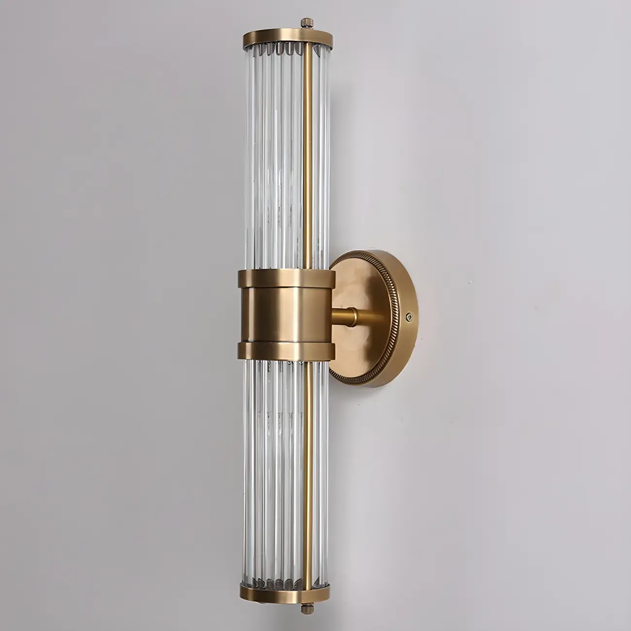 Modern Brass Metal Cylinder Wall Lamp with Clear Glass for Bedside Image - 5