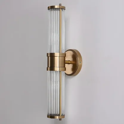 Modern Brass Metal Cylinder Wall Lamp with Clear Glass for Bedside Image - 5