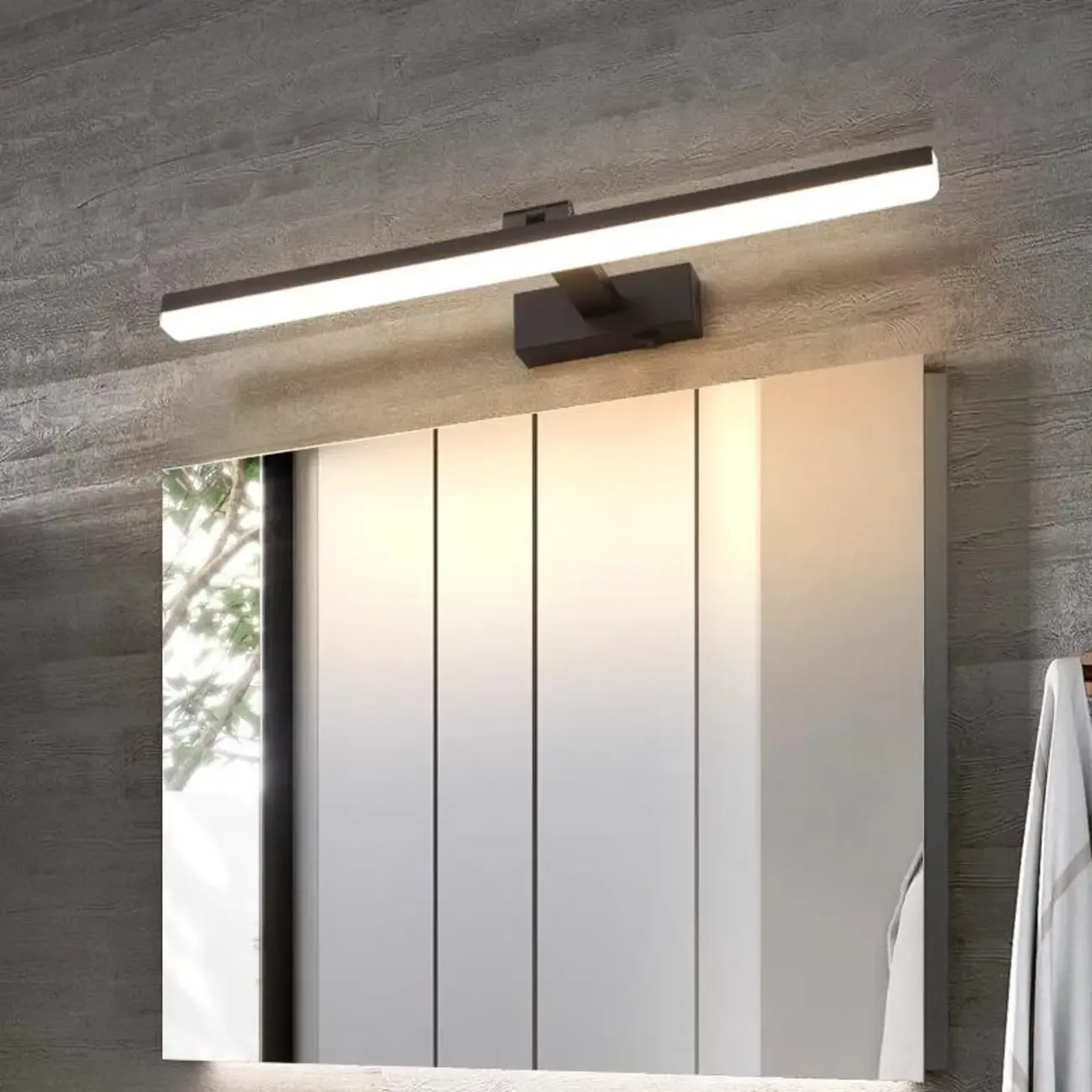 Edge Sleek Black LED Linear Vanity Light for Bathroom Mirror Image - 1