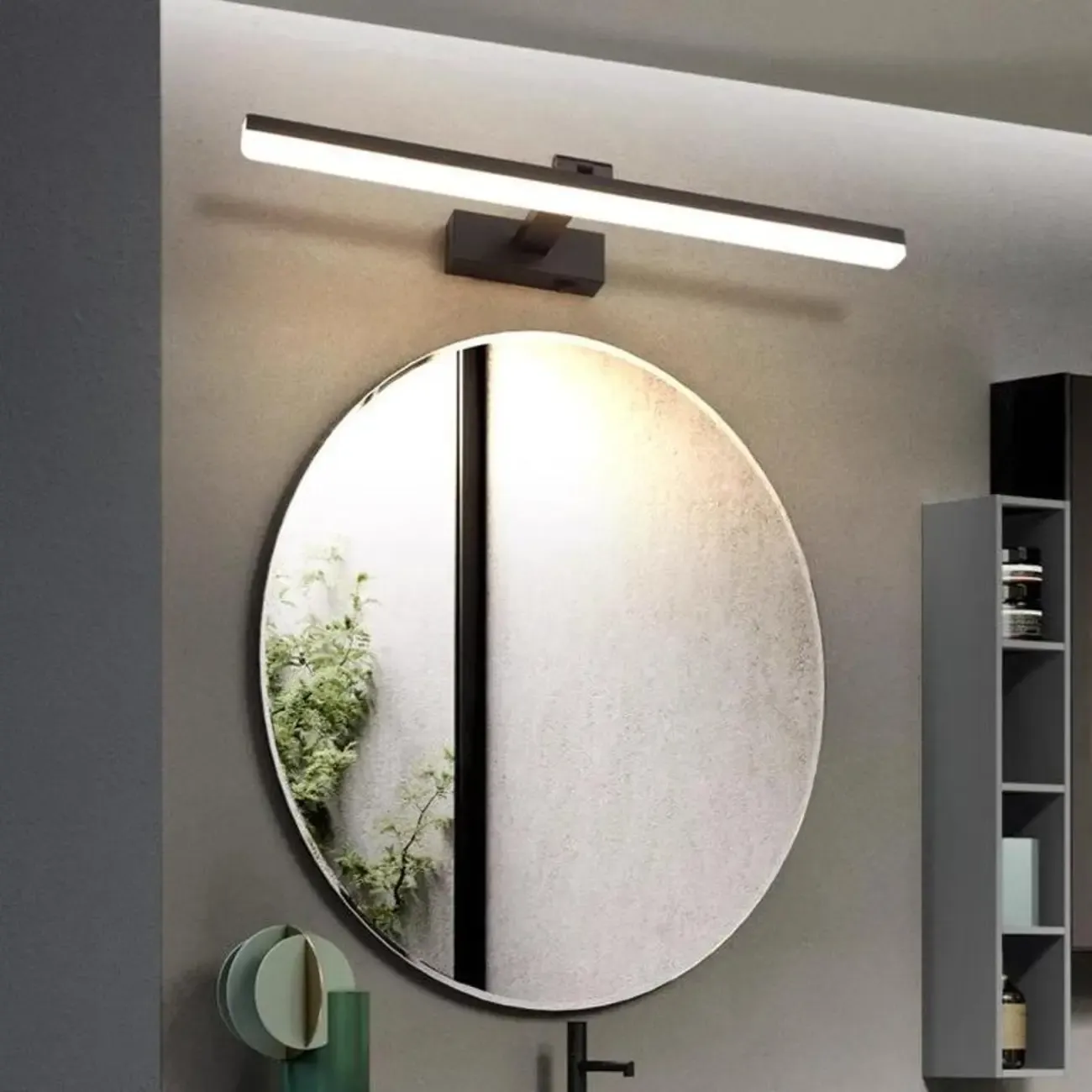 Edge Sleek Black LED Linear Vanity Light for Bathroom Mirror Image - 3