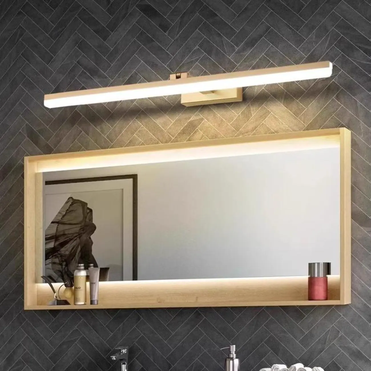 Edge Sleek Black LED Linear Vanity Light for Bathroom Mirror Image - 5 | homeyfad