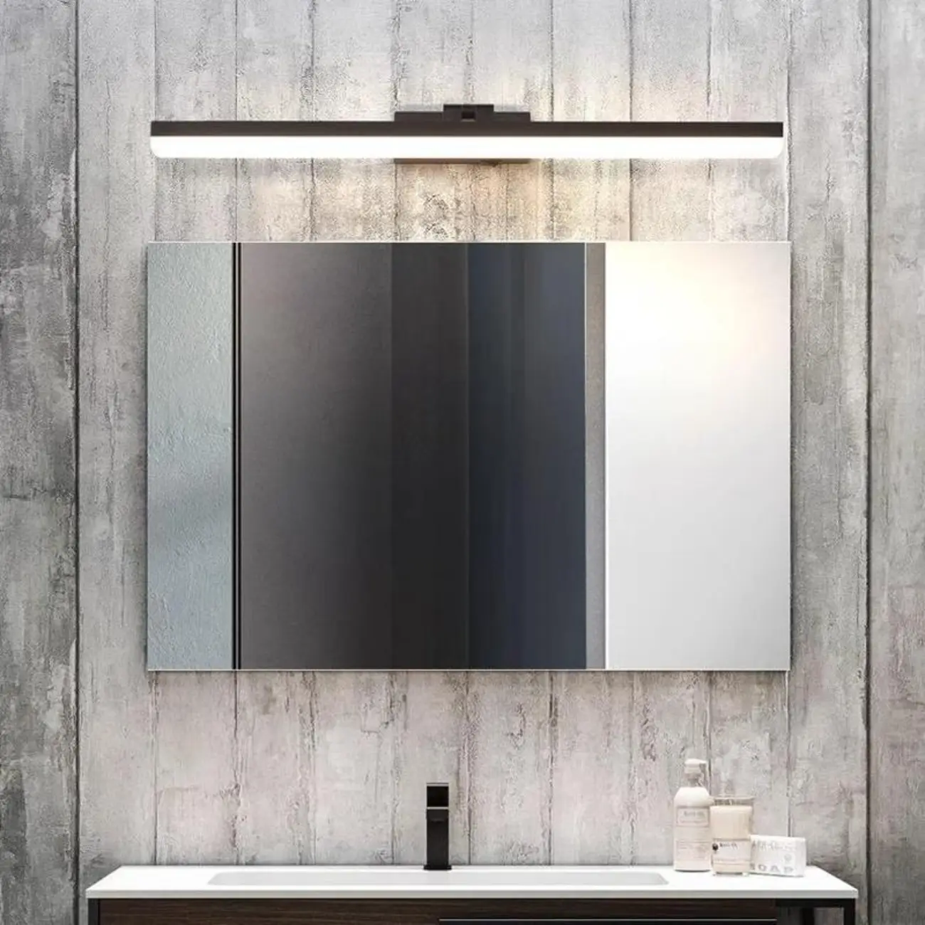 Edge Sleek Black LED Linear Vanity Light for Bathroom Mirror Image - 8 | homeyfad