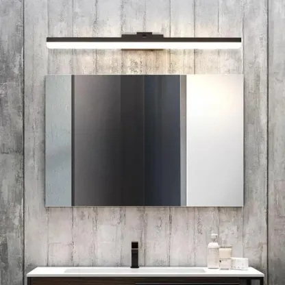 Edge Sleek Black LED Linear Vanity Light for Bathroom Mirror Image - 8