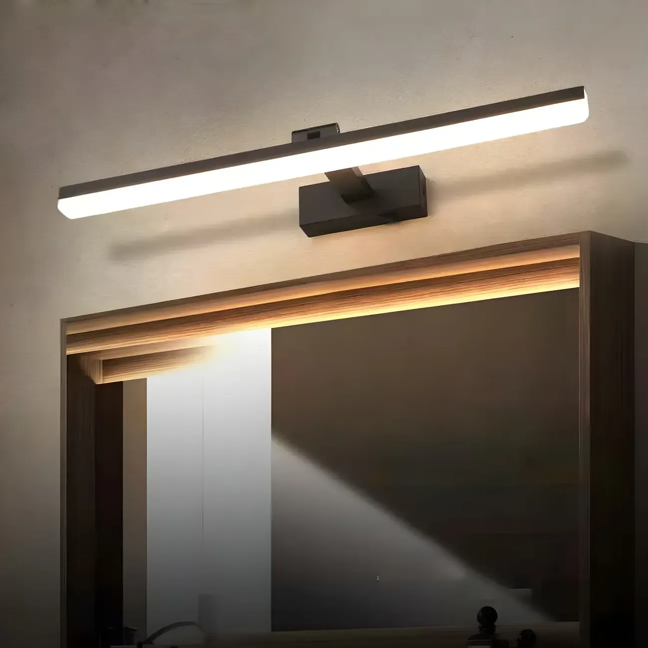Edge Sleek Black LED Linear Vanity Light for Bathroom Mirror Image - 26