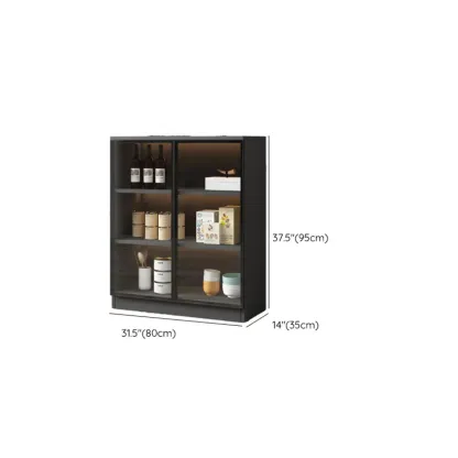 Modern Black Wooden Sideboard with Glass Doors #size