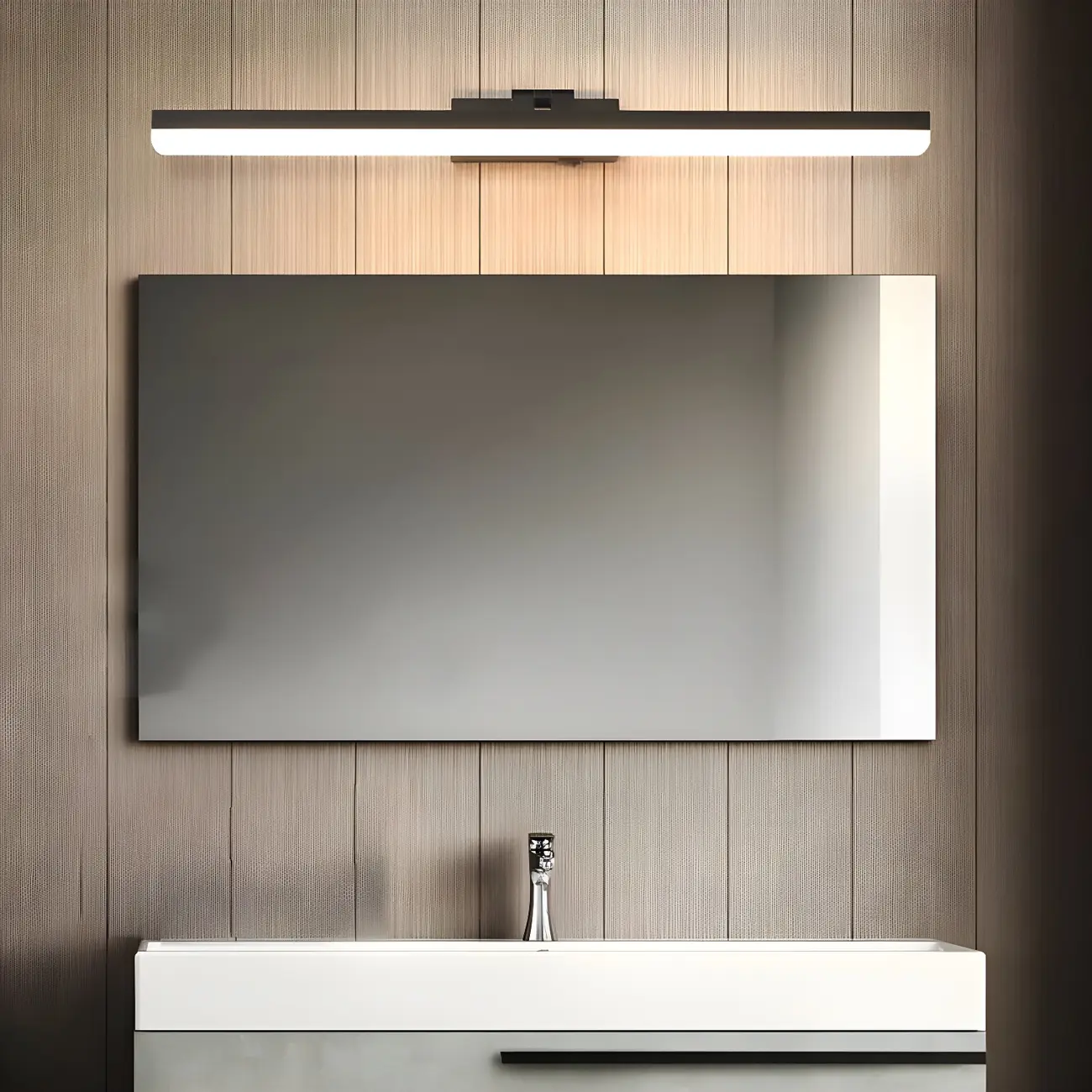 Edge Sleek Black LED Linear Vanity Light for Bathroom Mirror Image - 29 | homeyfad