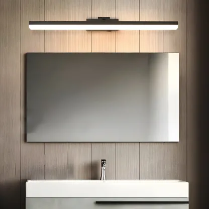Edge Sleek Black LED Linear Vanity Light for Bathroom Mirror Image - 29