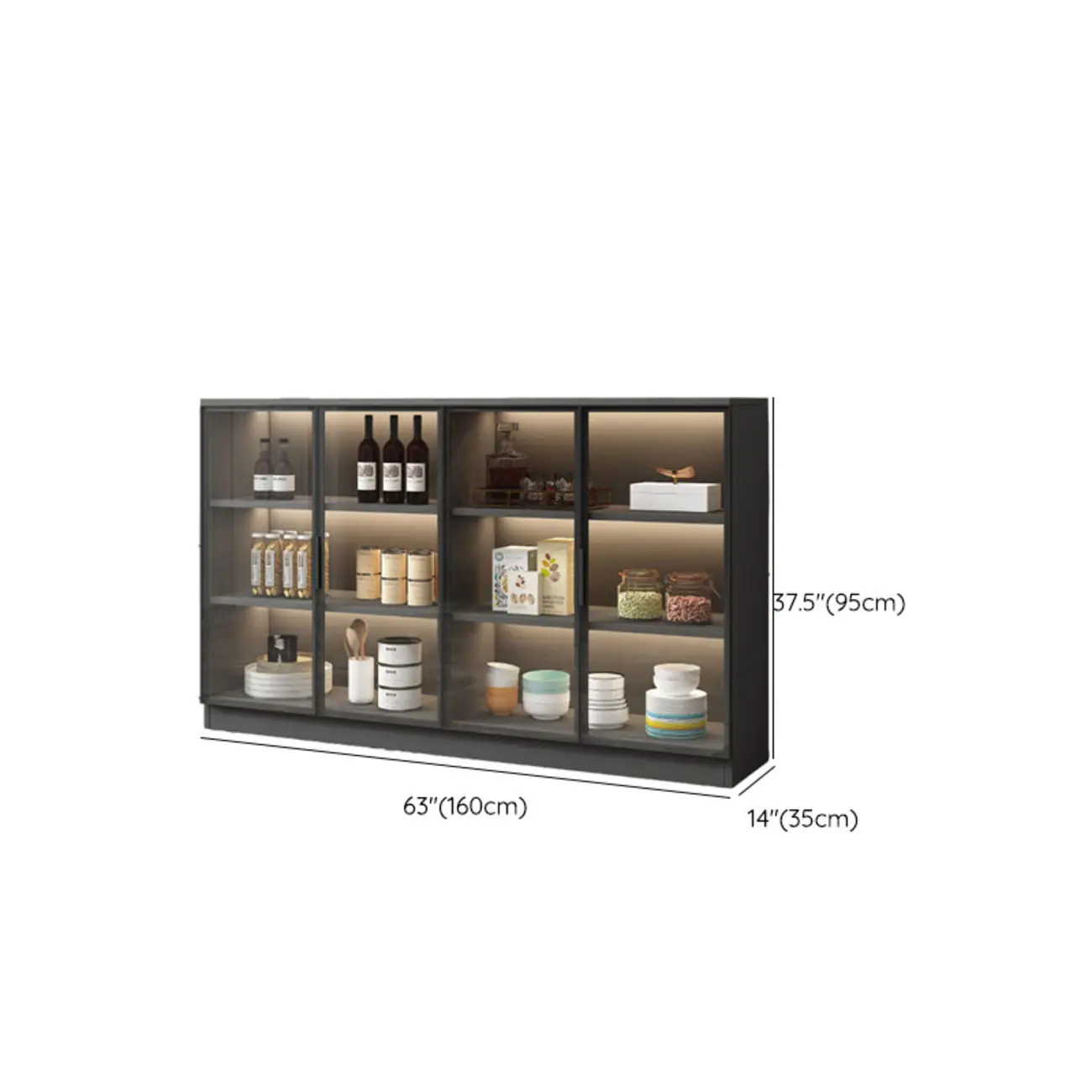 Modern Black Wooden Sideboard with Glass Doors Image - 20 | homeyfad