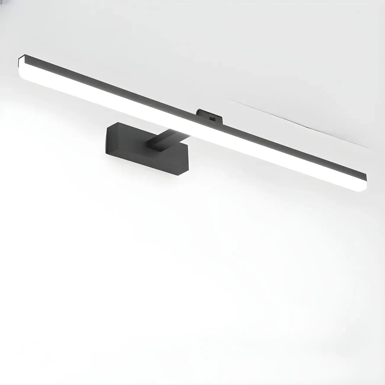 Edge Sleek Black LED Linear Vanity Light for Bathroom Mirror Image - 33