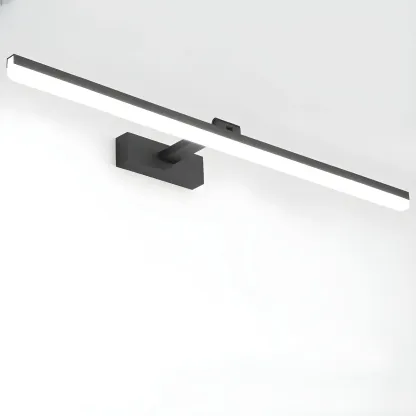 Edge Sleek Black LED Linear Vanity Light for Bathroom Mirror Image - 34